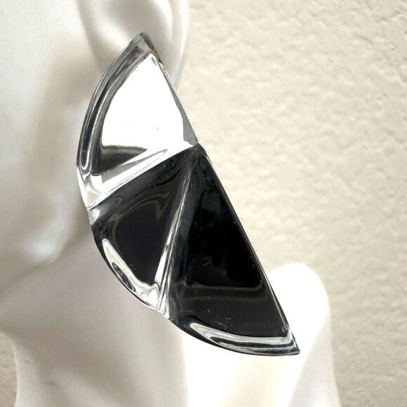 Silver tone half circle earrings - Picture 4 of 6